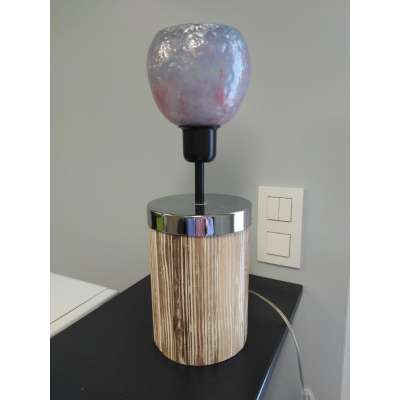 Lampe de table "Douceur Alu" avec abat-jour artisanal en cire de paraffine Apj