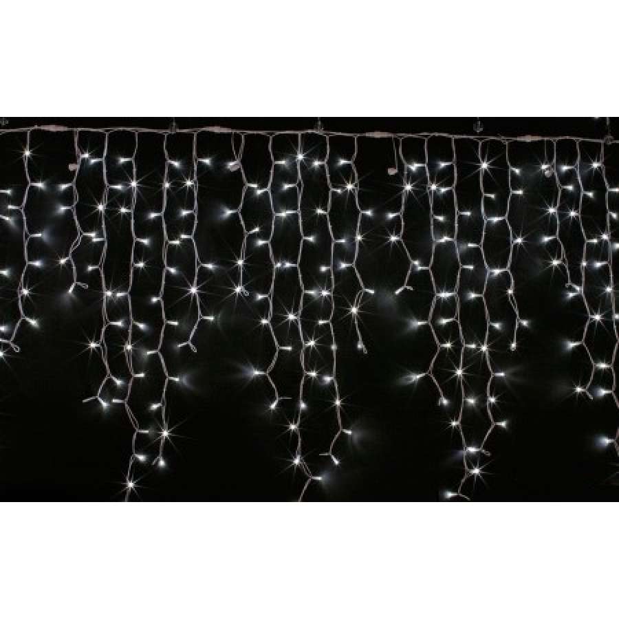 Rideau lumineux Led stalactites connectable L=3 x H=1.4mètres fil  caoutchouc 1.5m 300 lampes blanc froid 27.6W 230V CIC-R-LED-3X1.4-W-W Icicle