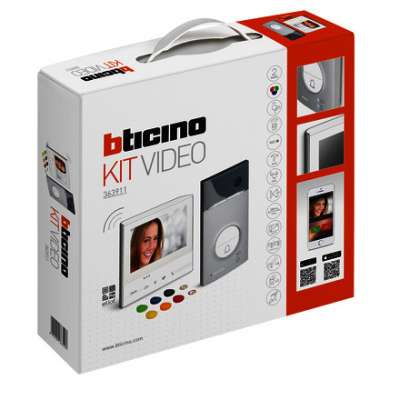 Kit vidéophone système 2 fils poste de rue en saillie Linea 3000 gris à 1 bouton & lecteur de badges + 1 poste intérieur couleurs 7" mains-libres, mémoire et applications mobiles Classe 300 X13E Bticino