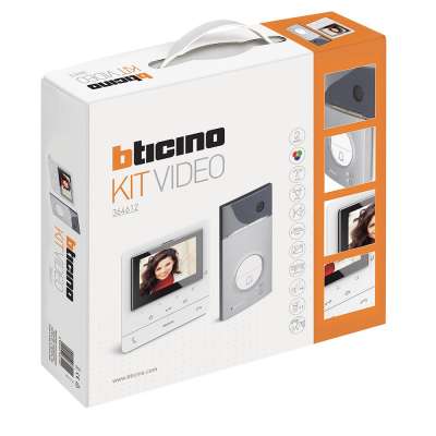 Kit vidéophone système 2 fils poste de rue en saillie Linea 3000 à 1 (ou 2) boutons + 1 poste intérieur couleurs 5" mains-libres Classe 100 V16E Bticino