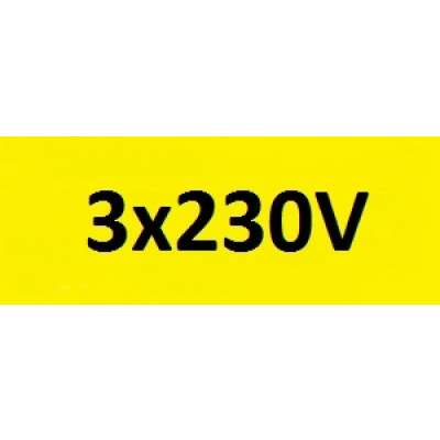 Rectangle autocollant jaune 3x230V (tension) 115x30mm