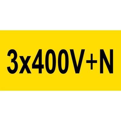 Rectangle autocollant jaune 3x400V+N (tension) 74x37mm