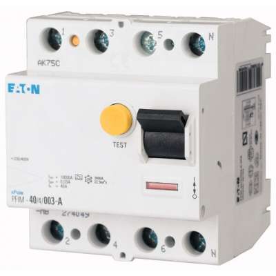 Interrupteur différentiel type A tétrapolaire 4P/ 40A -  30mA Eaton