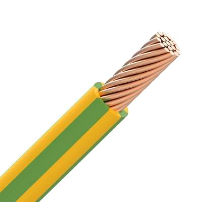 Fil d'installation rigide (câblé) VOB  6mm² Cca (H07Z1-R) vert/jaune LSOH (Rouleau 100 mètres)