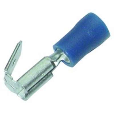 Cosse clip Faston femelle à sertir isolée avec dérivation 6.3x0.8mm pour fils 1.5-2.5mm² bleue