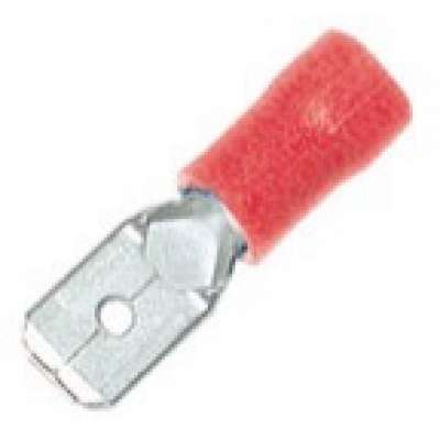 Cosse clip Faston mâle à sertir isolée 6.3x0.8mm pour fils 0.5-1mm² rouge