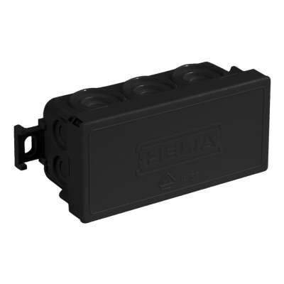 Boîte de dérivation noire  89x42x37mm 10 entrées IP55 Helia