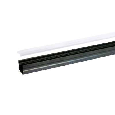 Profilé aluminium anodisé noir 17.5x15x2000mm avec couvercle mat et accessoires SL15N-M2 Integratech