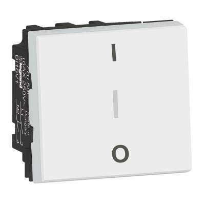 Interrupteur bipolaire 16A/250V Mosaic Easy-Led blanc (2 modules) pour multi-supports Legrand