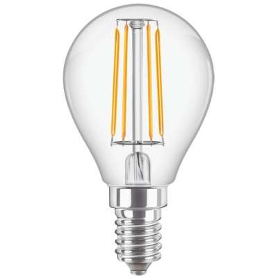 Lampe Led sphérique non dimmable claire CorePro LEDLusterND4.3 P45 4.3-40W 470lm Ø45/8W/2700K/220-240V/E27/15000h blanc chaud Philips