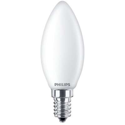 Lampe Led flamme non dimmable LEDCandle Classic B35 dépolie Ø35/4.3W/2700K/230V/E14/15000h/470lm blanc chaud Philips
