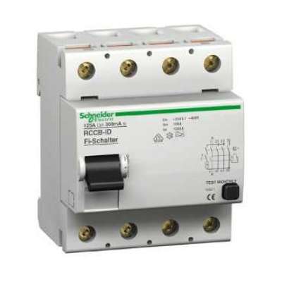 Interrupteur différentiel type A tétrapolaire 4P/125A - 300mA RCCB-ID Schneider Electric