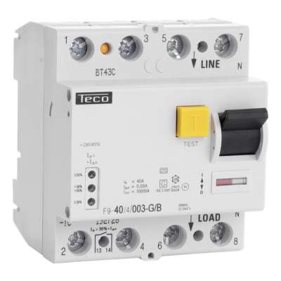Interrupteur différentiel type B tétrapolaire 4P/ 40A - 30mA F9404003GB Teco
