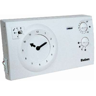 Thermostat analogique programmable sur piles avec interrupteur d'appoint Ramses 784Z Theben 