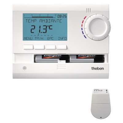 Thermostat digital programmable sans fil avec récepteur mural Basic Ramses 813 Top2 HF Set A Theben 
