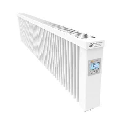 Radiateur électrique à inertie bas SLIM 2000W blanc pur RAL 9010 avec thermostat FlexiSmart AeroFlow® Thermotec