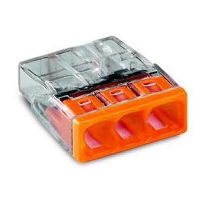 Borne de connexion automatique compacte transparente & orange pour 3 fils rigides 3x0.5-2.5mm² 2273-203 Wago